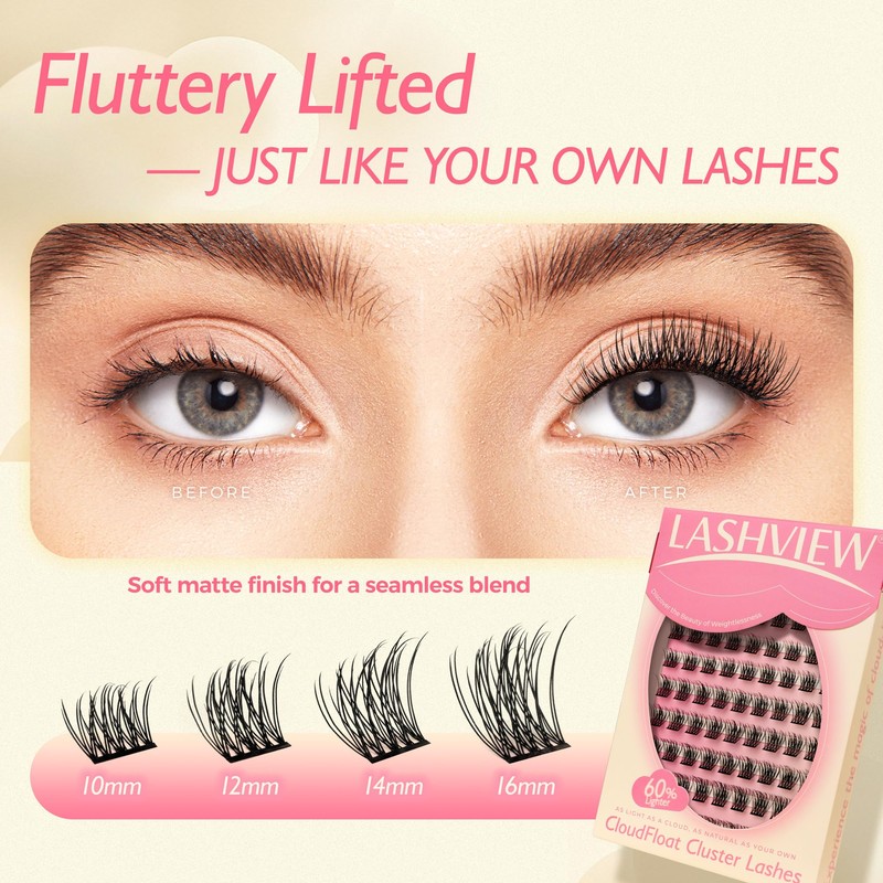 LASHVIEW Lash Clusters DIY Cluster Eyelash Extensions Mega Volume Reusable