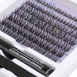 KISSXIAOYA Cluster Eyelash Extension, Lashes, Eyelash Curler, Eyelash Seal, Tweezers, DIY Customised Eyelashes (Mix 9-15 mm, E06)