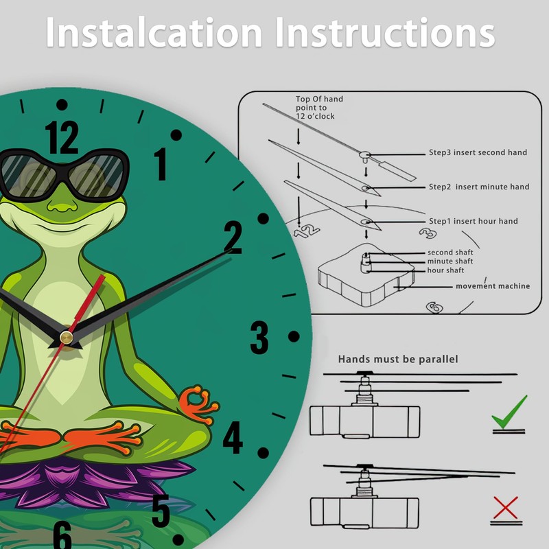 SPUNKER Wall Clock,Funny Frog Wall Clocks for Living Room Decor,Yoga