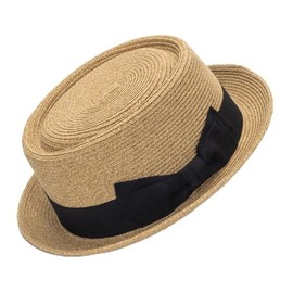 Straw Pork-Pie Fedora-Hat for Women-Men Spring-Summer - Boater Derby Sun Hat with Bowknot