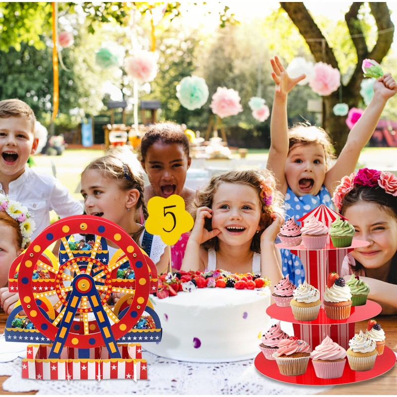 4 PCS 3 Tier Ferris Wheel Cupcake Holder and Carnival
