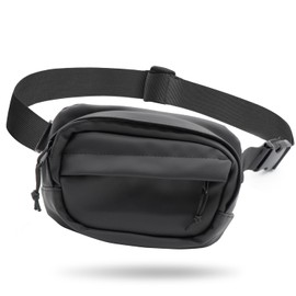 Small Crossbody Bags for Women Leather Fanny Packs Waterproof Belt Bag Unisex Everywhere Waist Bag Black