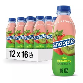 Snapple Kiwi Strawberry Juice , 16 Fl Oz Recycled Plastic Bottle, Pack Of 12