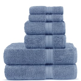 Towel Bazaar Soft & Absorbent Premium Cotton Turkish Towels (Wedgewood, 6-Piece Towel Set)