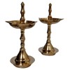 Purpledip Brass Column Diya (Set of 2): 5 Lights Mini