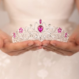 JWICOS Purple Rhinestones Tiaras and Crowns for Women Elegant Crown with Combs Princess Crown Tiaras for Brides Bridal Headband for Wedding Prom Birthday Party (Purple rhinestone)