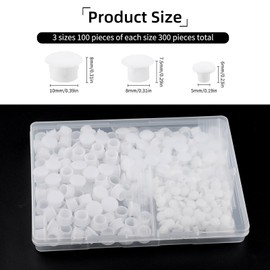 300Pcs 3 Size Plastic Hole Plugs White Assorted 5/8/10 mm Round Hole Cover,Push-in Type Hole Fix Caps for Hidden Screws,Flush Type Hole Plugs Snap in Locking for Kitchen Cabinet Cupboard Shelves