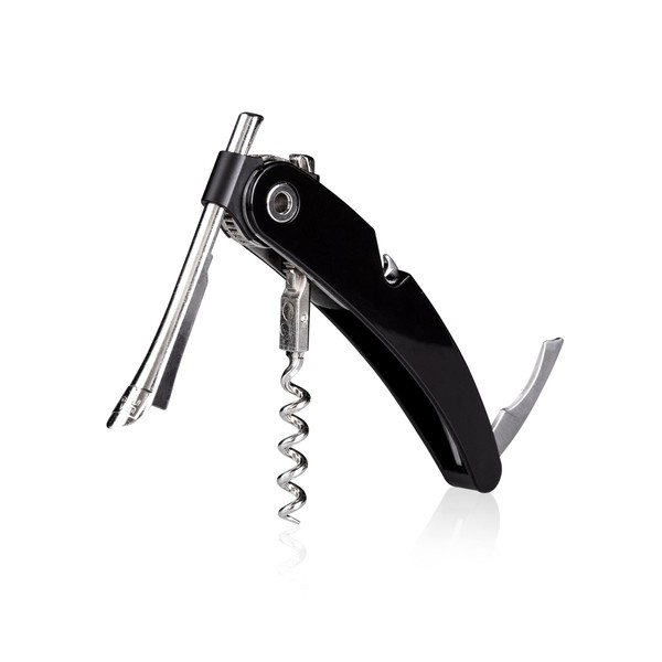 Vacu Vin Single Pull Corkscrew with Foil Cutter and Bottle Opener - Black