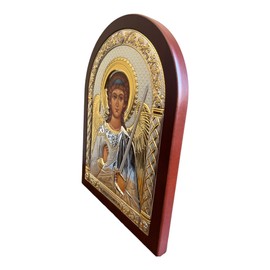(A-6/007G/K) Guardian Angel Byzantine Silver Orthodox Icon/Greek Handmade (red, 11x8)