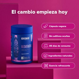 Birdman Resveratrol 300 mg  Antioxidante Natural  Sin Aditivos  45 Cápsulas
