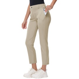 MIVEI Women's Stretch Golf Pant - 7/8 Ankle Work Travel Teacher Casual Business Sweatpants with Belt Loops Nylon Fabric UPF50