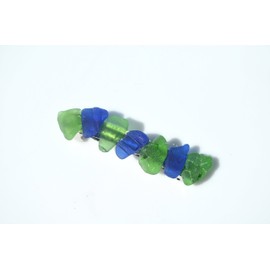 Genuine Cobalt Blue and Kelly Green Sea Glass French Barrette Hair Clip