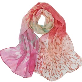 FAIRYGATE Ladies Scarf Chiffon Leaf Print Sheer Soft Neck Wrap Scarfs for Women Women's Scarves & Wraps A4315