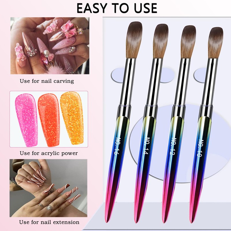 MAGIC ARMOR Acrylic Nail Brush Set, 4pcs Acrylic Nail Brush