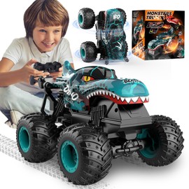 Ferngesteuertes Auto, 2,4GHz 20 km/h RC Monstertruck, 1:20 Ferngesteuerter Monster Truck mit Aufrecht Gehen, 360°Drehung, LED-Licht und Musi, Dinosaurier Spielzeug ab 3 4 5 6 8 10 Jahre Jungen Mädchen