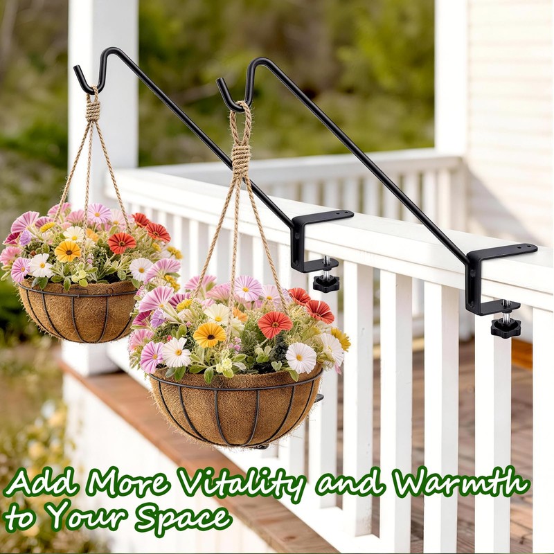 GESTONE 11 Inch Deck Railing Plant Hanger,2 Pack Deck Hooks