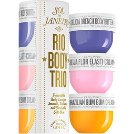 Trío Discovery Set de crema brasileña Bum Bum de Rio Body Trio, manteca corporal Delicia Drench, crema Beija Flor Elasti de 50 ml