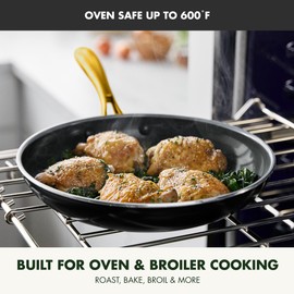 GreenPan Swift Cookware 10" Frying Pan Skillet, Healthy Ceramic Nonstick Coating, Heavy-Gauge Aluminum, Gold-Tone Stainless Steel Handle, PFAS-Free, Dishwasher & Oven Safe, Black