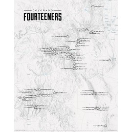 Best Maps Ever 58 Colorado 14ers Checklist 11x14 Print (Gray | Black Frame)