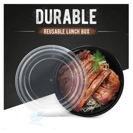 Wanowa Meal Prep Container Bowls, 32 oz. | 150 Pack | Reusable 32 oz Meal Prep Bowls/Food Containers | Microwavable Bowls with Lids, Black Food Storage Containers/Food Prep | Black, Airtight Lids