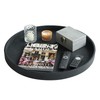 HofferRuffer Large Round Serving Tray 24'', Elegant Faux Leather Circle