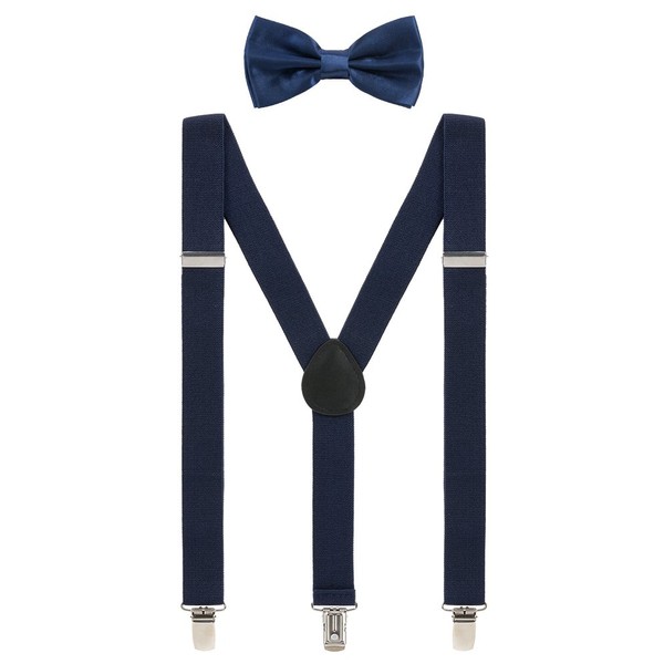 Grade Code Mens Suspenders and Bow Tie Set Adjustable Elastic