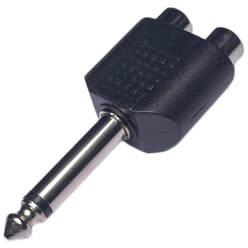 CESS 6.35mm Mono Male to Dual RCA Female Splitter Adapter,