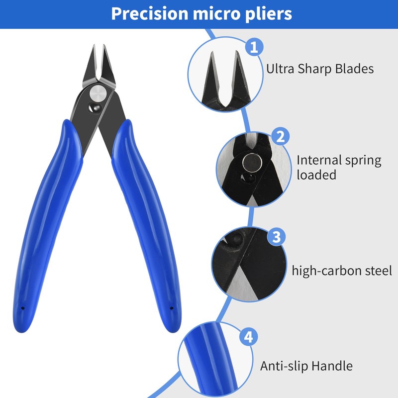 LBOKLING 5 Inch Micro Flush Cutter, 2 Pack Small Wire
