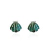Sterling Silver Simulated Turquoise Seashell Stud Earrings
