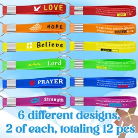 Bememo 12 Pcs Christian Bible Verse Keychain Little Jesus Religious Keychain Siliconce Inspirational Gift for Church School (Rainbow Color)