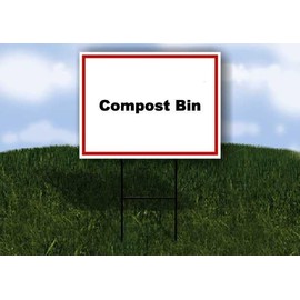 Compost Bin White Red Black 1 Double Sided 18x24 in Yard Road Sign w/stand