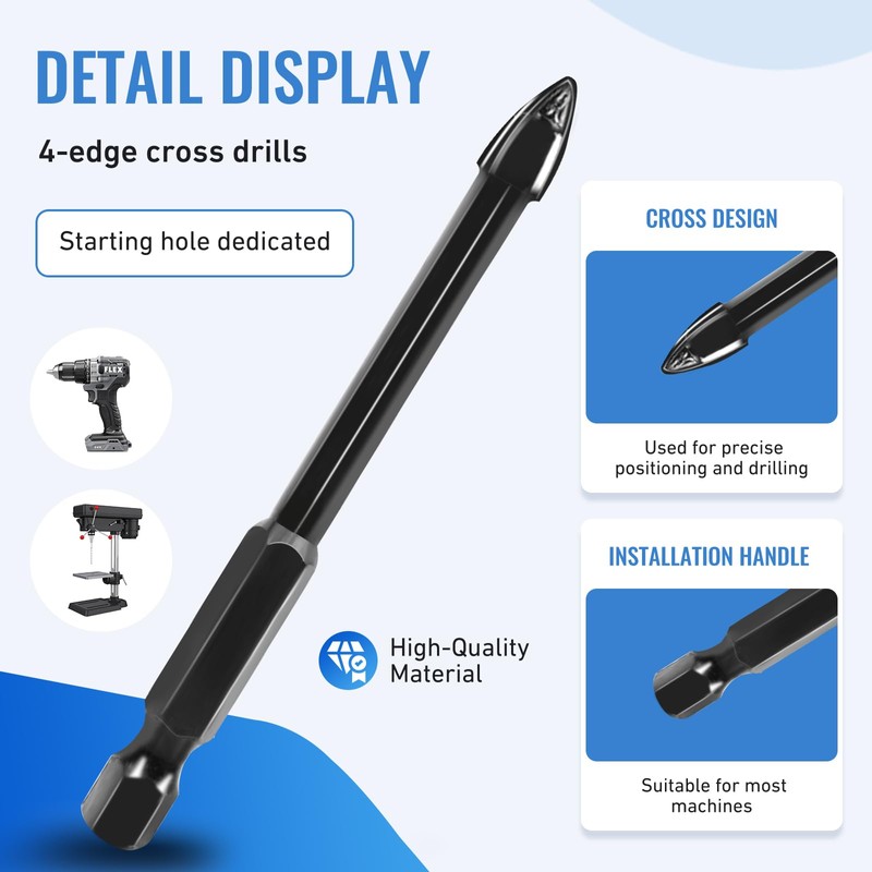 6 PCS Diamond Drill Bits Set for Porcelain, Ceramic, Glass