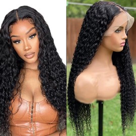 Jreitsere Real Hair Wig, 13 x 4 x 1, T-Part Lace Front Wig, Deep Wave Wig with Natural Hairline, Brazilian Hair Wigs, Lace Frontal Wigs, 150% Density, Glueless Wig, 20 Inches (51 cm)