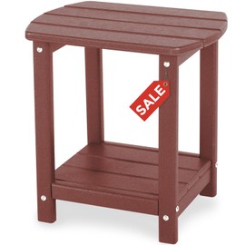 GARDENSTAR Adirondack Square Outdoor Side Table,2-Tier Storage Patio Side Table, HDPE End Tables for Backyard Pool Porch Garden Lawn (Red)
