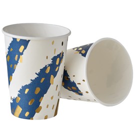 SILVER SPOONS (18 - Pack 9 Oz.) Elegant Disposable Coffee Cups - Drinking Hot Cups For Coffee, Tea, Hot Chocolate & All Sort Of Beverages, Paper Coffee Cups, Great For Home, Deco Design - Blue