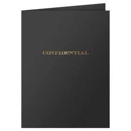 The Gallery Collection, 25 Count, Black, Confidential Pocket Folders, Gold Foil Stamped, for Professional Use (9 x 12)