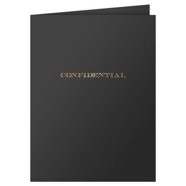 The Gallery Collection, 25 Count, Black, Confidential Pocket Folders, Gold