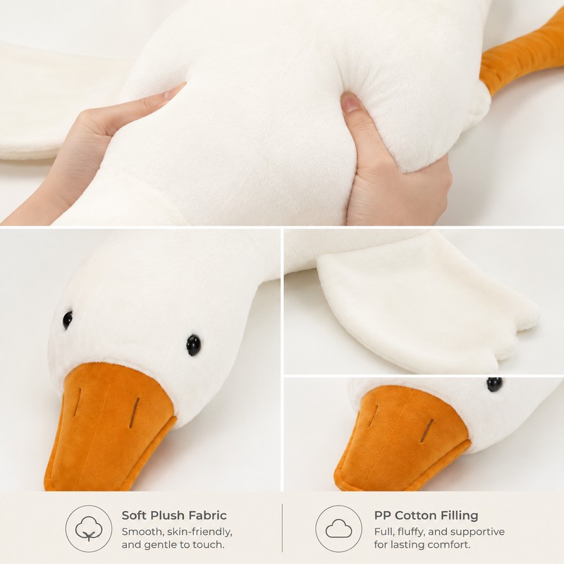 Goose Plush Pillow for Relaxing & Decor – Soft Stuffed