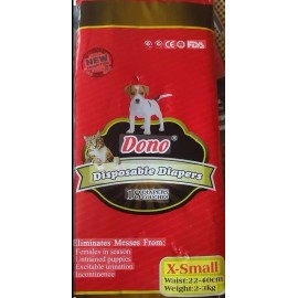 Dino Dono Female Disposable Pet Diapers (X-Small) 18 count 4lb-6lb Pets