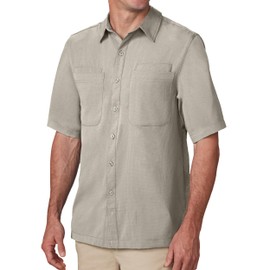 SCOTTeVEST Beachcomber Shirt for Men - 7 Hidden Pockets - Lightweight Casual Button Down T-Shirt for Travel & More (Khaki, 3X-Large)
