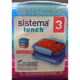 Sistema ~Sistema Lunch~ 3Pk Food Storage Containers ~ Blue, Green, Pink ~ 200ml #41524