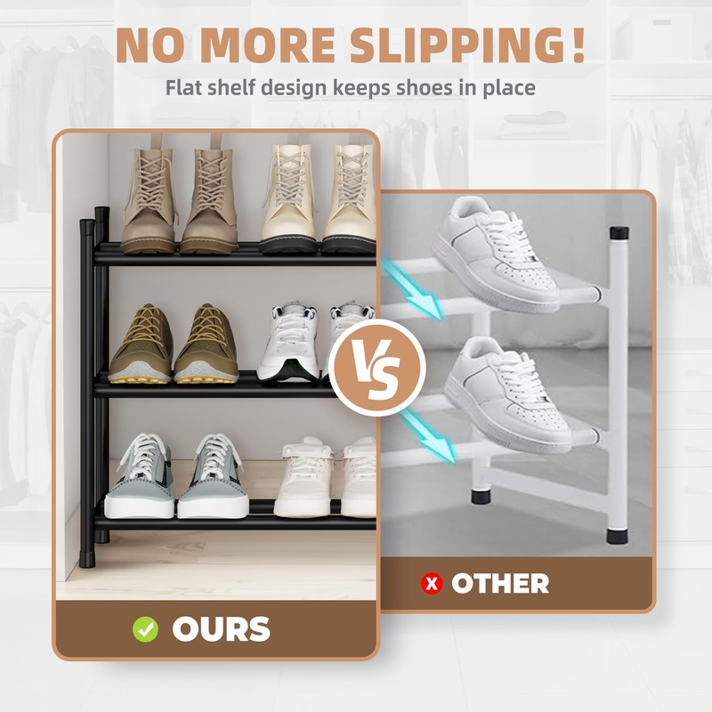 STORAGE MANIAC Long Expandable Shoe Rack, 18 Pairs Metal Wide