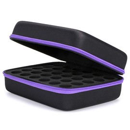 Hipiwe Essential Oil Case, 30 Bottles EVA Storage Bag - Black + Purple, Perfect for Travel