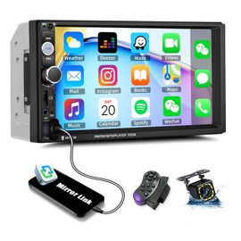 Double Din Car Stereo with Bluetooth 2 Din Car Radio with Backup Camera 7 Inch Touch Screen Multimedia Player with FM Radio Mirror Link Steering Wheel Control