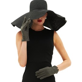 YISEVEN Women’s Winter Sheepskin Suede Leather Gloves Touchscreen Ladies Warm Elegant Genuine Wool Lined for Work Dress Driving Cold Weather Accessories New Year Gifts, Gray Size 6.5 S