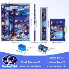 JIANTA Astronaut Stationery Set, School Stationery Set Include 2 Pencils, Coin Purse, Ruler, Eraser and Pencil Sharpener, Astronaut Birthday Gifts for Girls and Boys