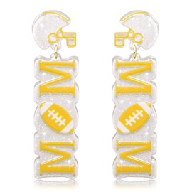 Game Day Earrings for Women Football Mom Accessories Football Helmet Earrings Sport Drop Dangle Earrings Game Day Outfits Accessories Party Favor Gifts, Zinc, No Gemstone