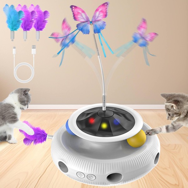 SUNFATT Cat Toys for Indoor Cats,Interactive Cat Toy,USB Charging 3-in-1