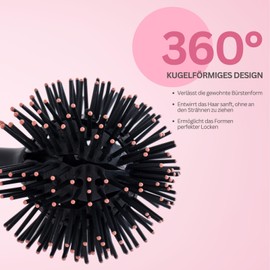3D Ball Brush - 360° Round Brush for Voluminous Waves, Curls & Beach Waves, Ideal for Blow Drying, Twisting & Styling Hair - Bomb Ball Curl Brush