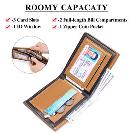 Wallet for Men RFID Blocking Slim Front Pocket Wallets Bifold Card Holder with ID Window